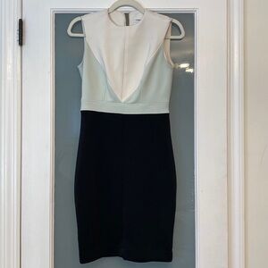 Calvin Klein Black and Cream Midi Dress